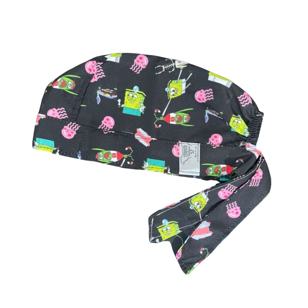 Gorro Medico Quirúrgico - Bob Esponja, Calamardo, Plankton - Negro - Bob Esponja CX