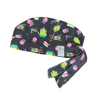 Gorro Medico Quirúrgico - Bob Esponja, Calamardo, Plankton - Negro - Bob Esponja CX