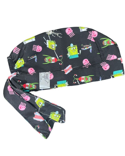 Gorro Medico Quirúrgico - Bob Esponja, Calamardo, Plankton - Negro - Bob Esponja CX