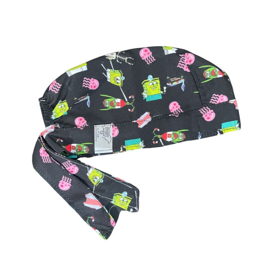 Gorro Medico Quirúrgico - Bob Esponja, Calamardo, Plankton - Negro - Bob Esponja CX
