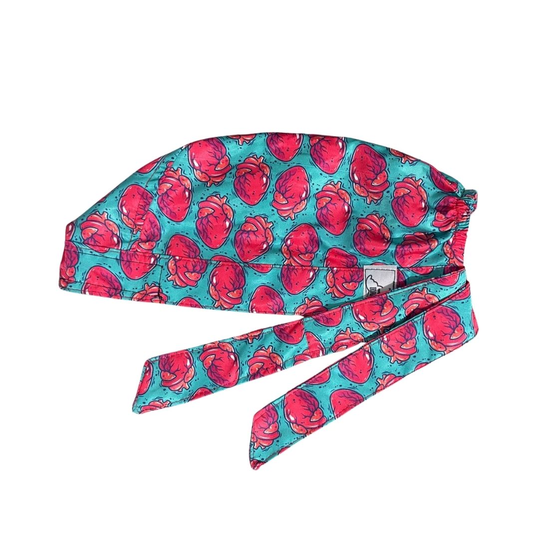 Gorro Quirúrgico - Corazón - Anatomía Y Flores - Verde Claro