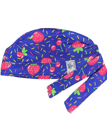 Gorro Medico Quirúrgico - Cerezas Cherry Berry - Frutas Fresas - Azul
