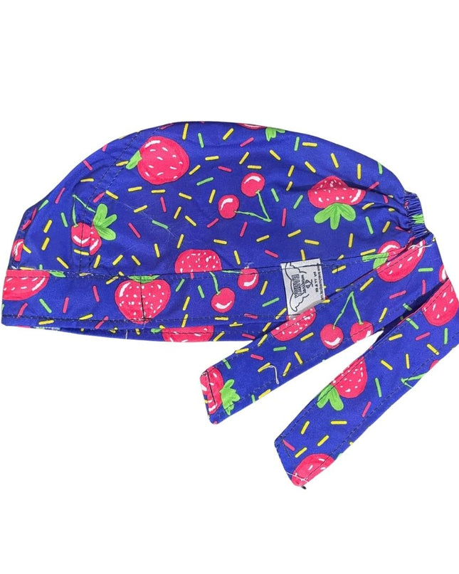Gorro Medico Quirúrgico - Cerezas Cherry Berry - Frutas Fresas - Azul