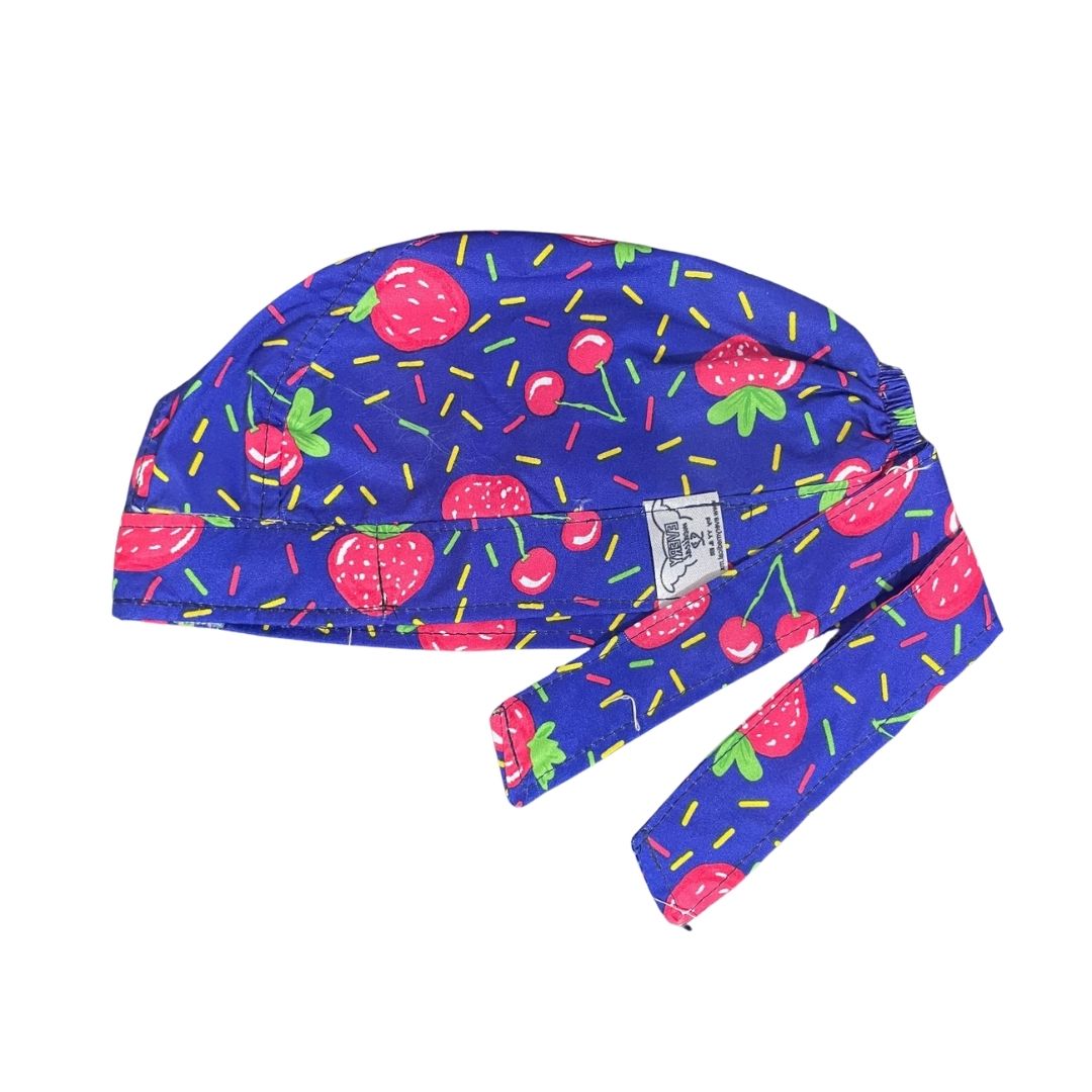 Gorro Medico Quirúrgico - Cerezas Cherry Berry - Frutas Fresas - Azul