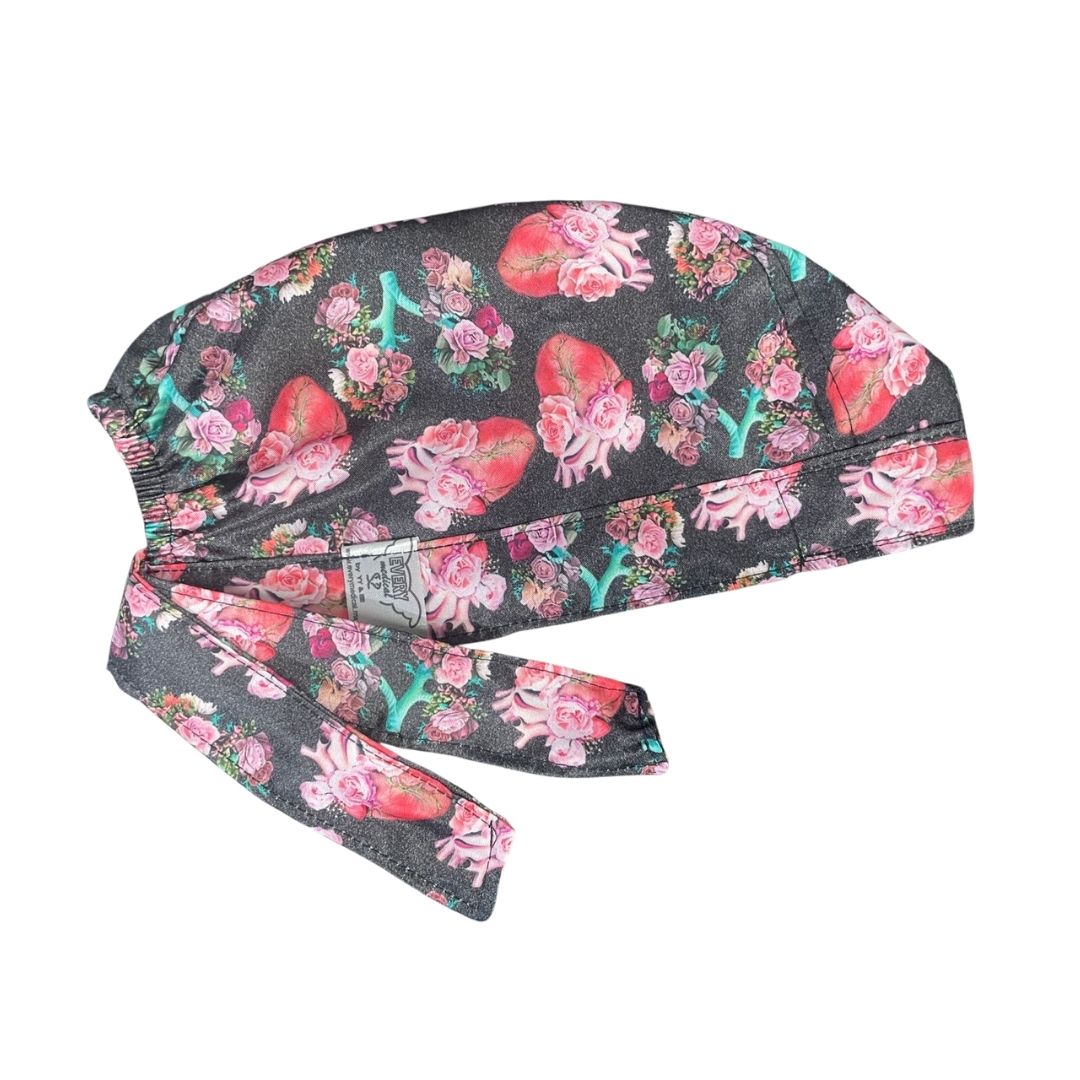 Gorro Medico Quirúrgico - Corazón - Electrocardiograma - Negro 3