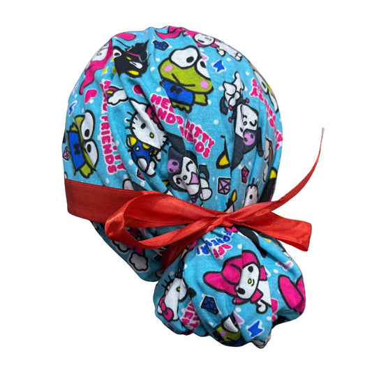 Gorro Quirúrgico ANIMALITOS  Listones - Antisudor CELESTE