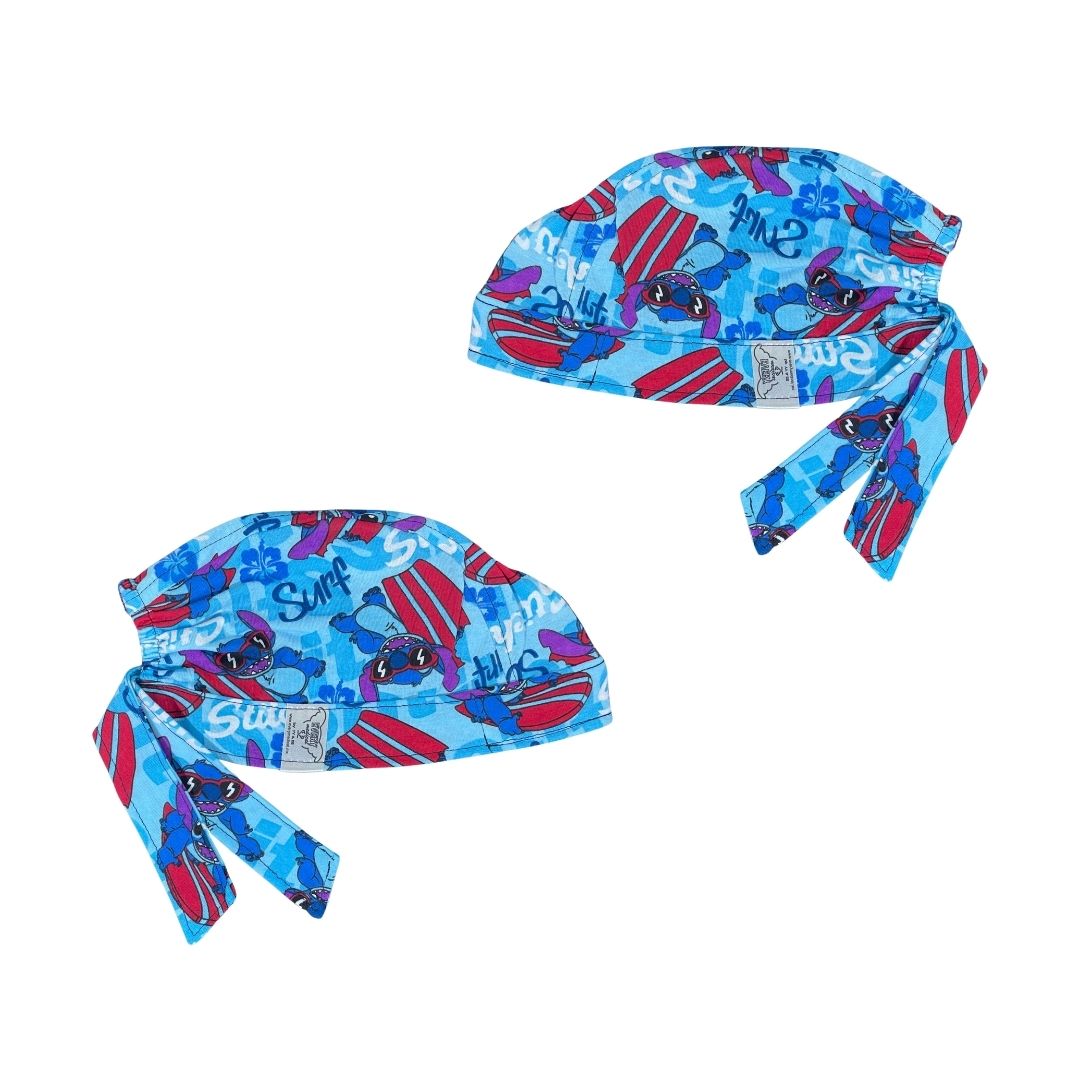 Gorro Quirúrgico - Estampado Stitch - Antisudor - Azul
