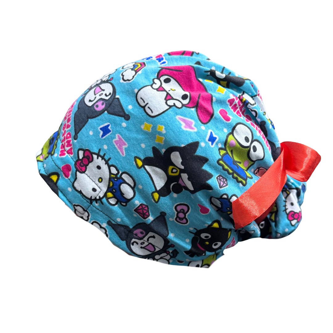 Gorro Quirúrgico ANIMALITOS  Listones - Antisudor CELESTE