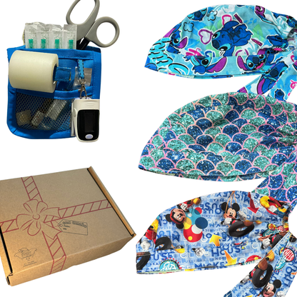 caja misteriosa  1 salva bolsiilos y 3 Gorros Quirúrgico al azar Enfermeria de regalo
