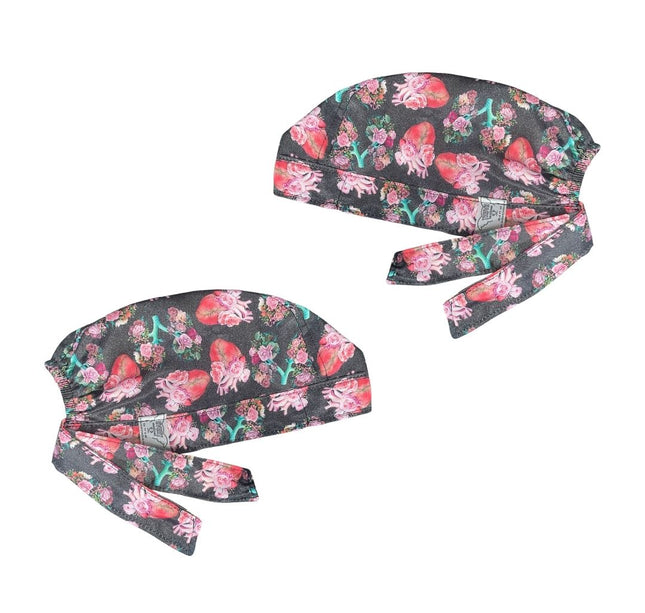 Gorro Medico Quirúrgico - Corazón - Electrocardiograma - Negro 3