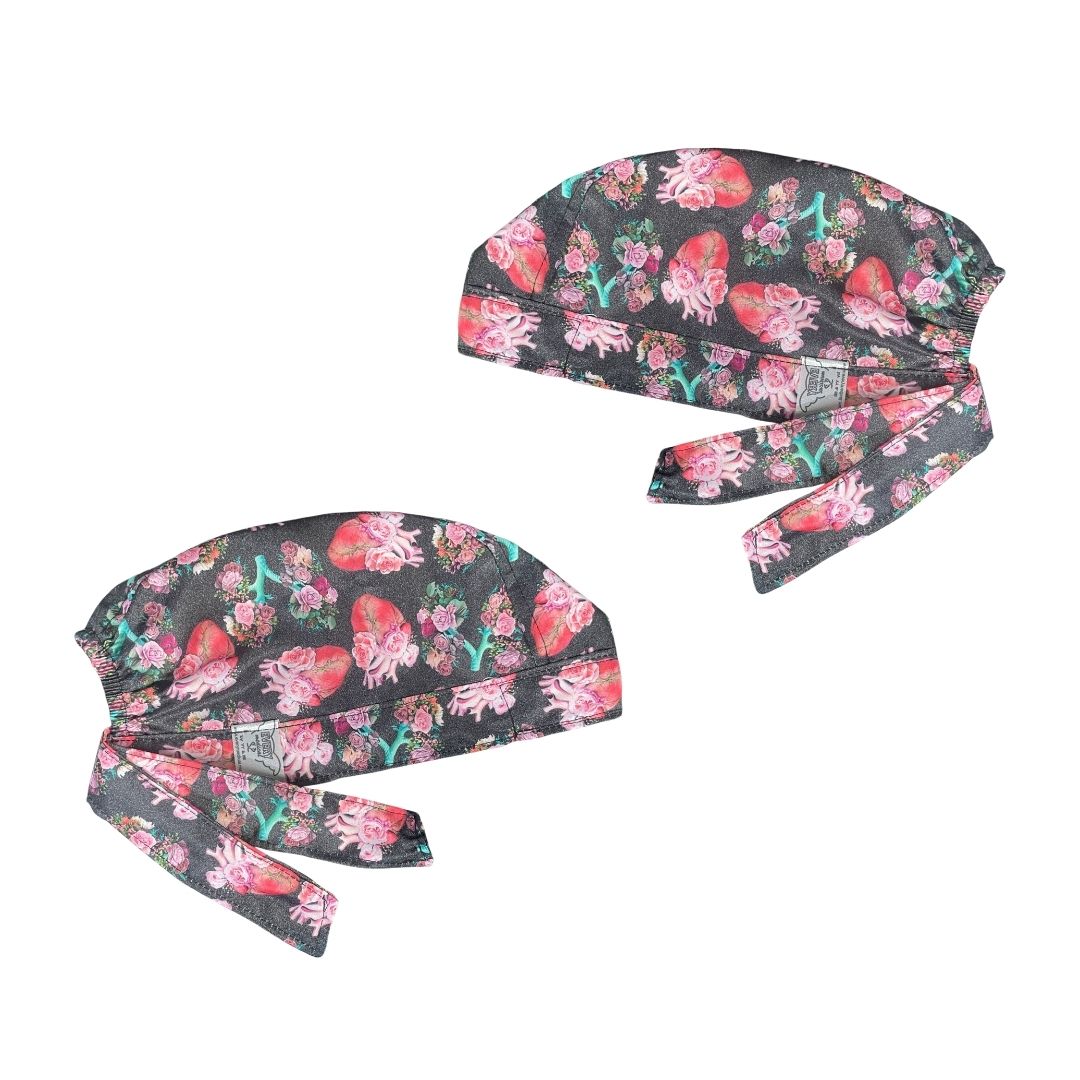 Gorro Medico Quirúrgico - Corazón - Electrocardiograma - Negro 3