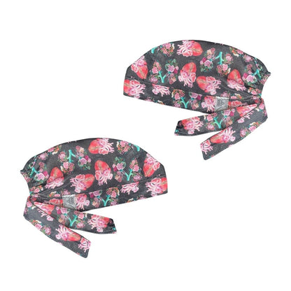 Gorro Medico Quirúrgico - Corazón - Electrocardiograma - Negro 3