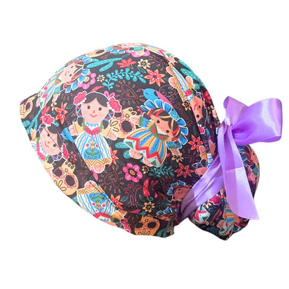 Gorro Medico Quirúrgico Muñeca Mexicana Lele - Listones NEGRO