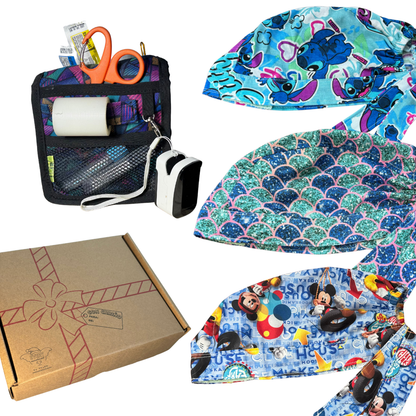 caja misteriosa  1 salva bolsiilos y 3 Gorros Quirúrgico al azar Enfermeria de regalo