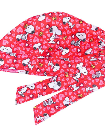 Gorro Quirúrgico Medico Snoopy corazones rojo