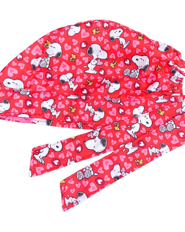 Gorro Quirúrgico Medico Snoopy corazones rojo