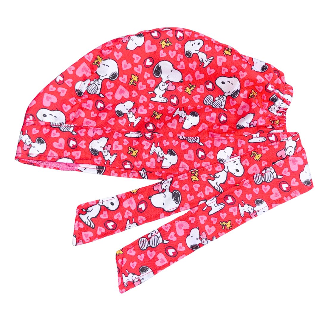 Gorro Quirúrgico Medico Snoopy corazones rojo