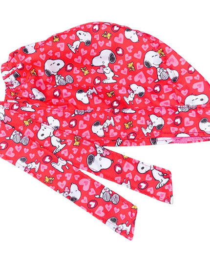 Gorro Quirúrgico Medico Snoopy corazones rojo
