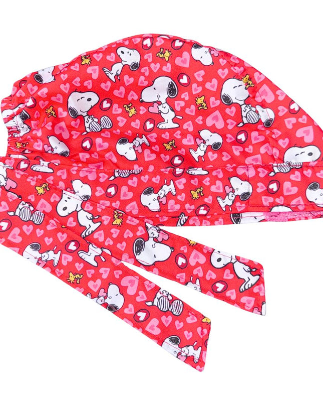 Gorro Quirúrgico Medico Snoopy corazones rojo