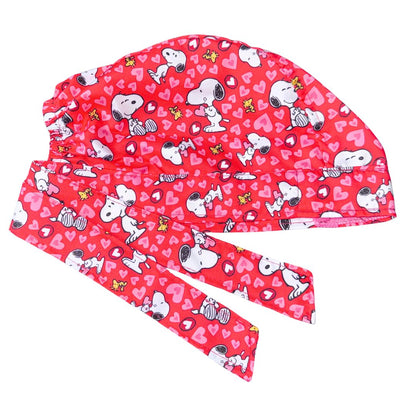Gorro Quirúrgico Medico Snoopy corazones rojo