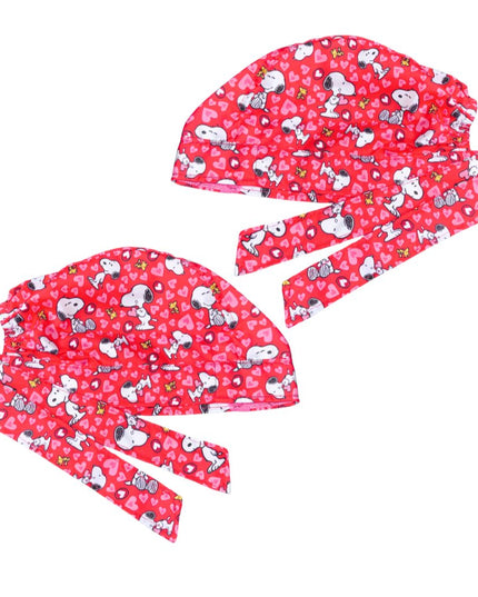 Gorro Quirúrgico Medico Snoopy corazones rojo