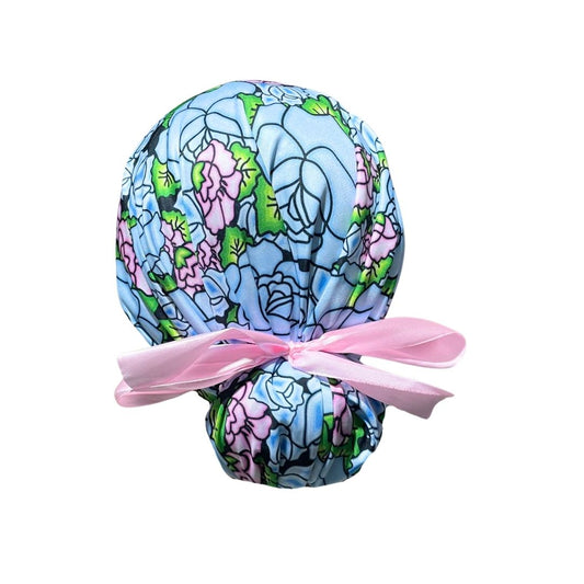 Gorro Quirúrgico - Tipo Bordado Mexicano - Celeste - Listón