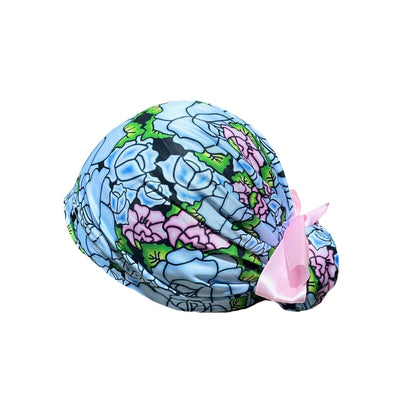 Gorro Quirúrgico - Tipo Bordado Mexicano - Celeste - Listón