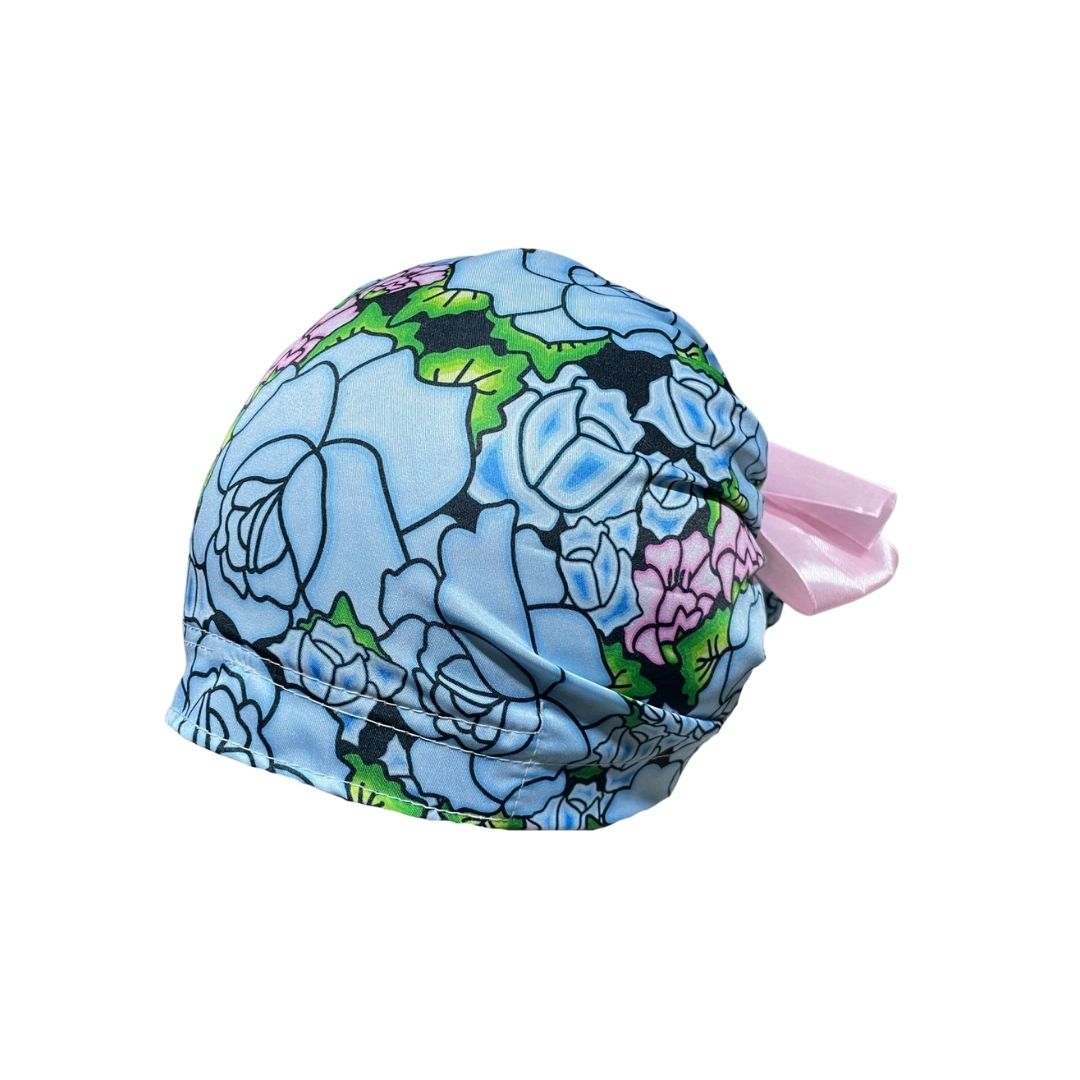 Gorro Quirúrgico - Tipo Bordado Mexicano - Celeste - Listón