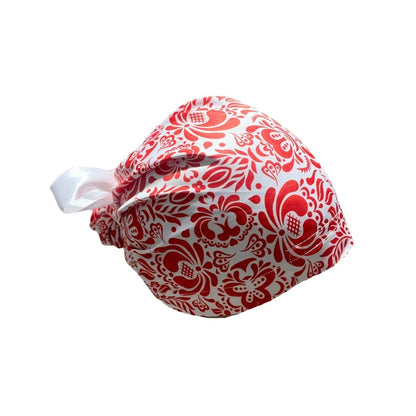 Gorro Quirúrgico - Tipo Bordado Mexicano - Listón - Rojo
