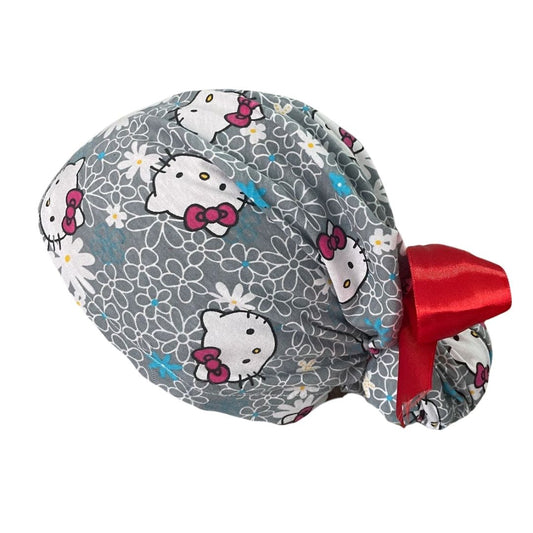 Gorro Quirúrgico - Hello Kitty - Rosa - Listón - Gris