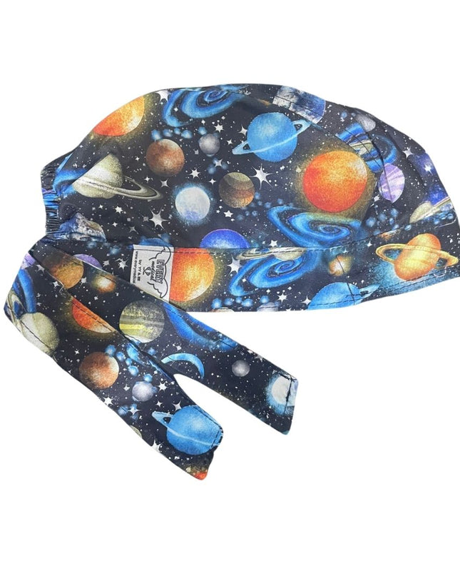 Gorro Medico Quirúrgico - Galaxia Planetas- Universo - Espacio - Negro