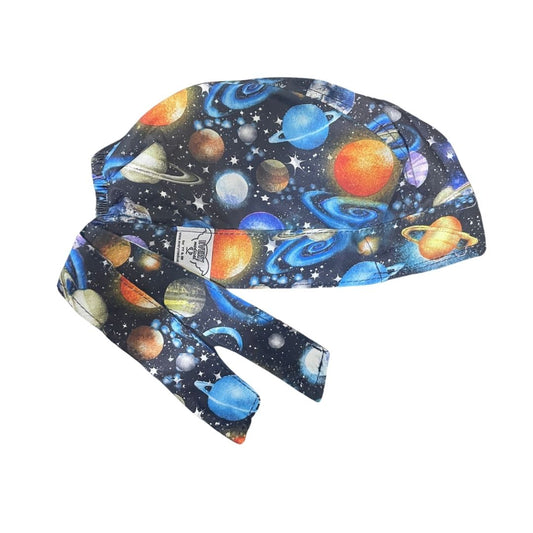 Gorro Medico Quirúrgico - Galaxia Planetas- Universo - Espacio - Negro