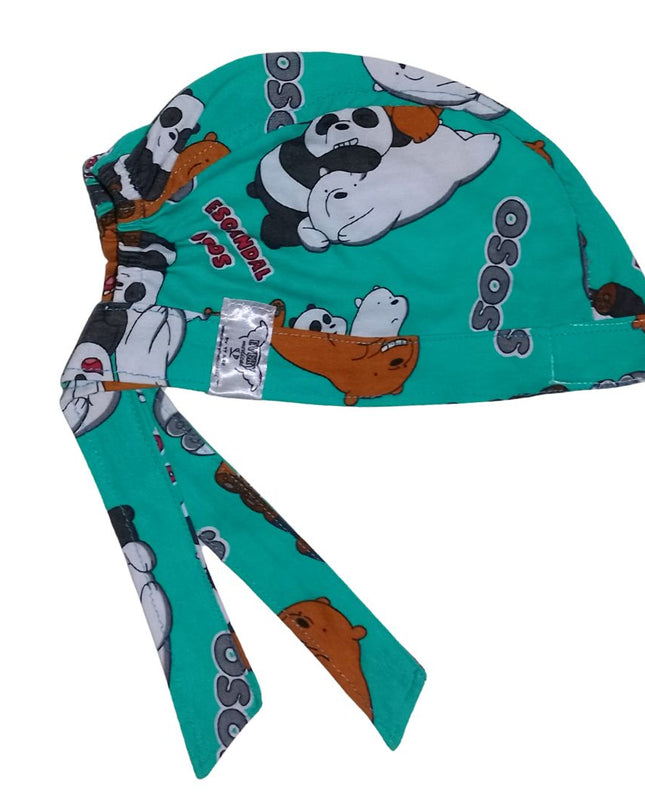 Gorro Medico quirúrgico Osos Polar, Panda, Pardo Verde