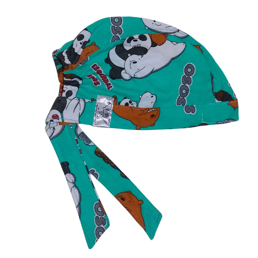Gorro Medico quirúrgico Osos Polar, Panda, Pardo Verde