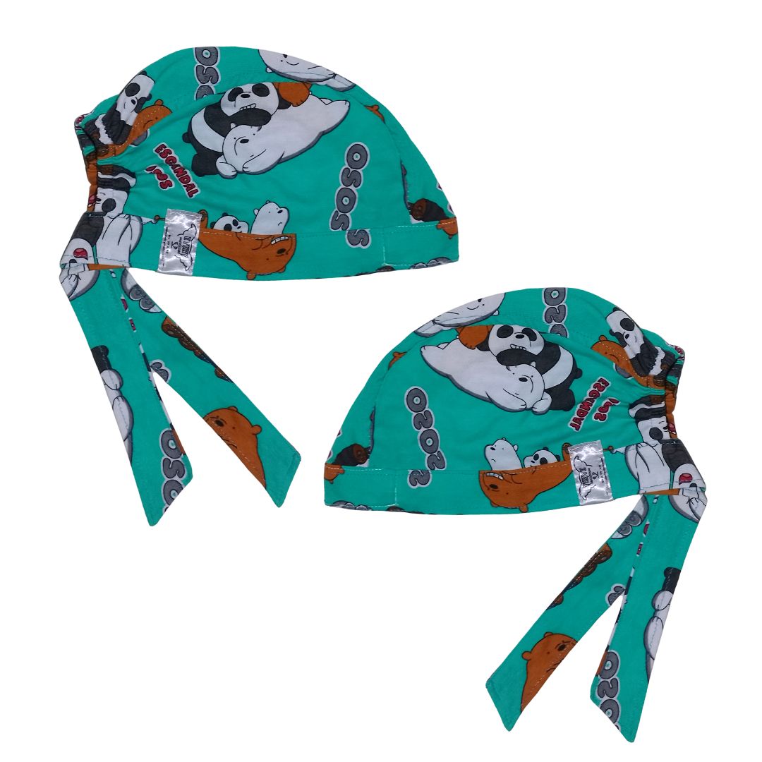 Gorro Medico quirúrgico Osos Polar, Panda, Pardo Verde