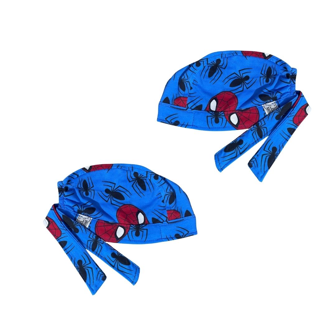 Gorro Medico Quirúrgico - Estampado - Spiderman - Azul Acero