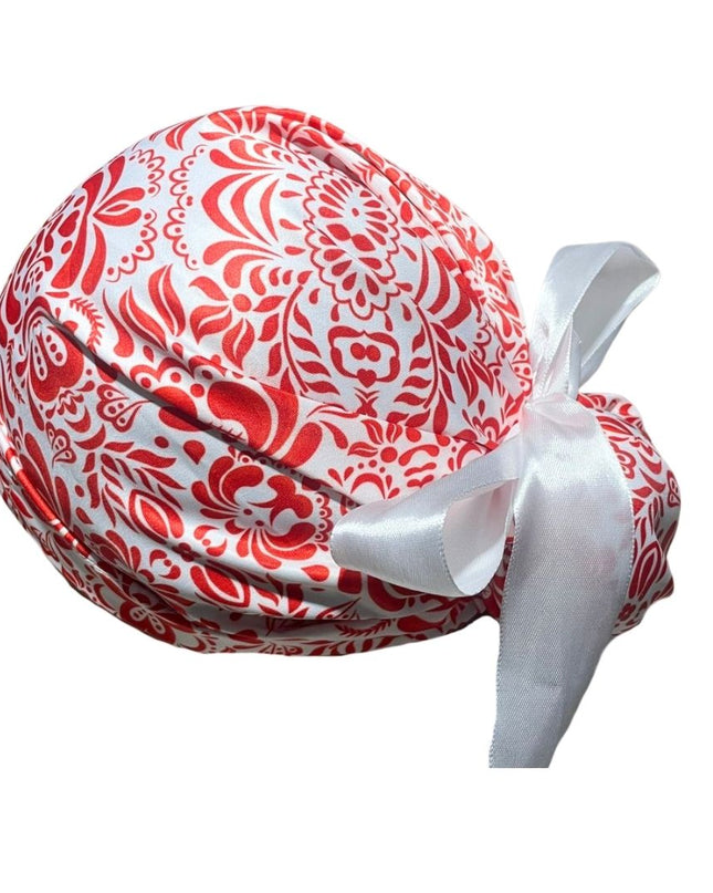 Gorro Quirúrgico - Tipo Bordado Mexicano - Listón - Rojo 2