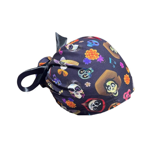 Gorro Medico Quirúrgico - Día De Muertos - Coco 2 - Listón - Negro