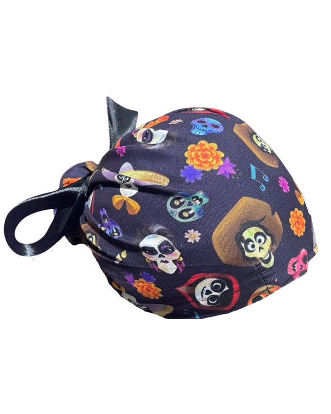 Gorro Medico Quirúrgico - Día De Muertos - Coco 2 - Listón - Negro