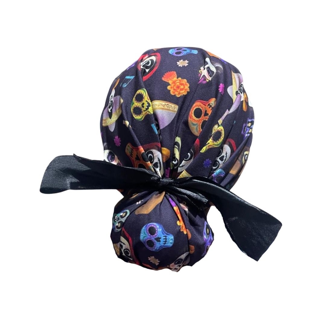 Gorro Medico Quirúrgico - Día De Muertos - Coco 2 - Listón - Negro