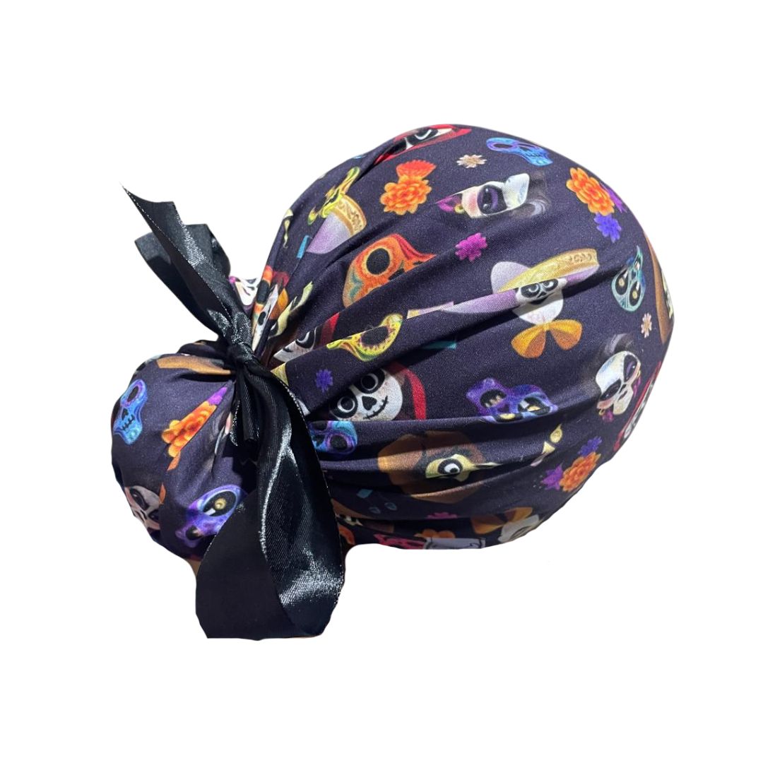 Gorro Medico Quirúrgico - Día De Muertos - Coco 2 - Listón - Negro