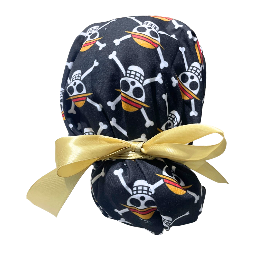 Gorro Medico Quirúrgico One Piece Luffy - Antisudor Liston Negro Unitalla
