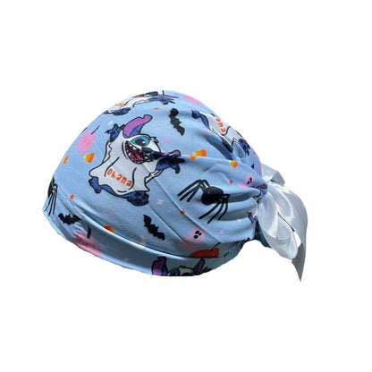 Gorro Medico Quirúrgico - Día De Muertos - Halloween - Stitch Celeste - Listón