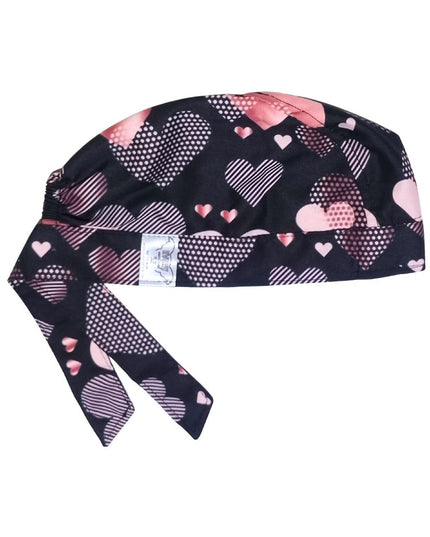 Gorroquirúrgico Unisex Algodón Corazones San Valentin 14 Feb Negro