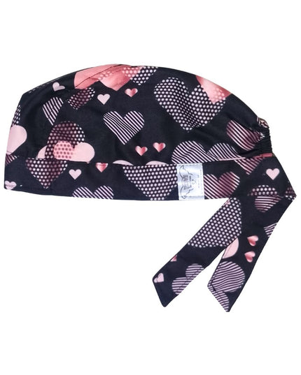 Gorroquirúrgico Unisex Algodón Corazones San Valentin 14 Feb Negro