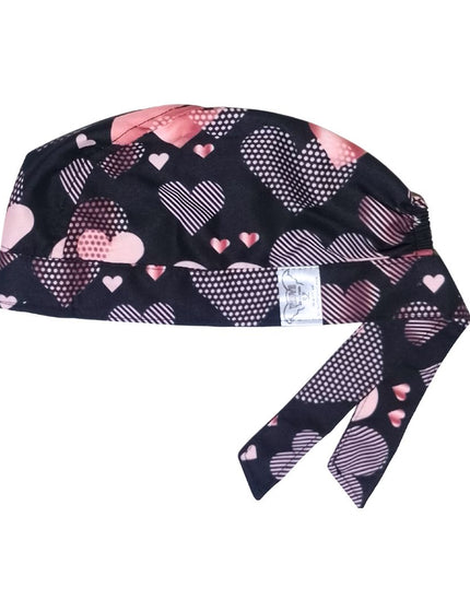 Gorroquirúrgico Unisex Algodón Corazones San Valentin 14 Feb Negro