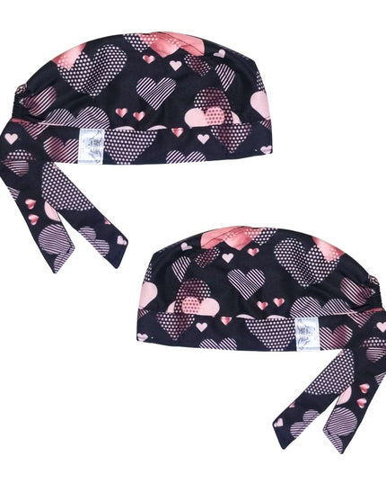 Gorroquirúrgico Unisex Algodón Corazones San Valentin 14 Feb Negro