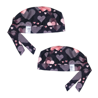 Gorroquirúrgico Unisex Algodón Corazones San Valentin 14 Feb Negro
