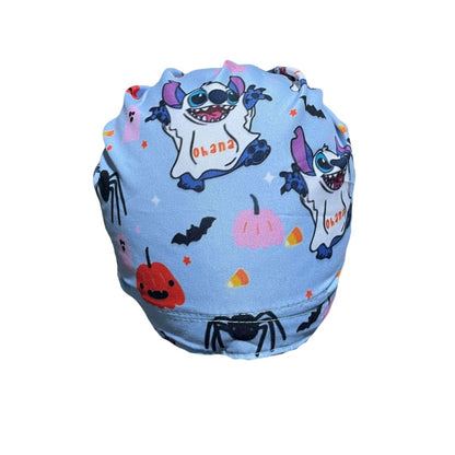Gorro Medico Quirúrgico - Día De Muertos - Halloween - Stitch Celeste - Listón