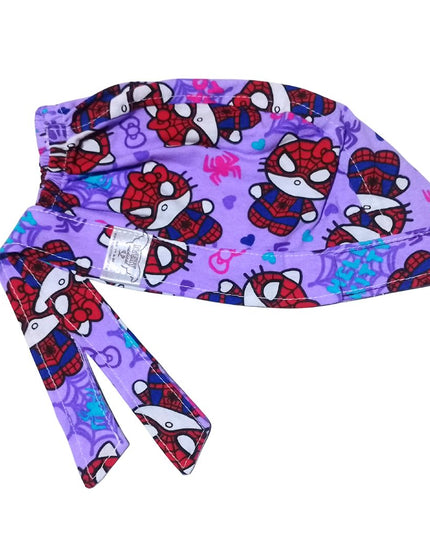 Gorro Medico Quirúrgico gatito lila araña